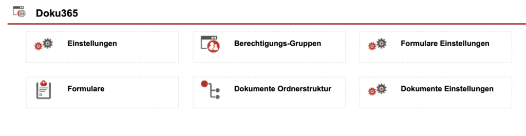 Screenshot Einstellungsbereich „Dokumentenportal“