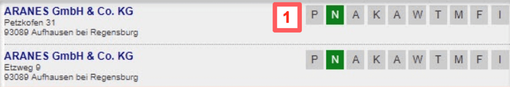 Screenshot des Vergleichs der Kundendaten