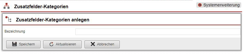 Screenshot Anlegemaske eines Kategorieschemas