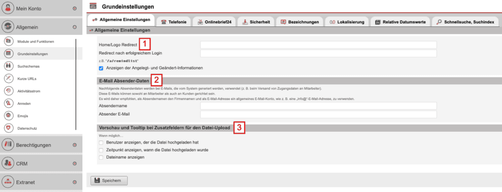 Screenshot Reiter „Allgemeine Einstellungen“